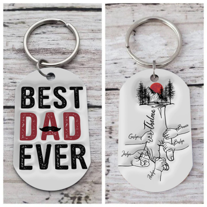 6 Names - Personalised Holding Hand Keyring Engraved Name Keyring Gift for Dad