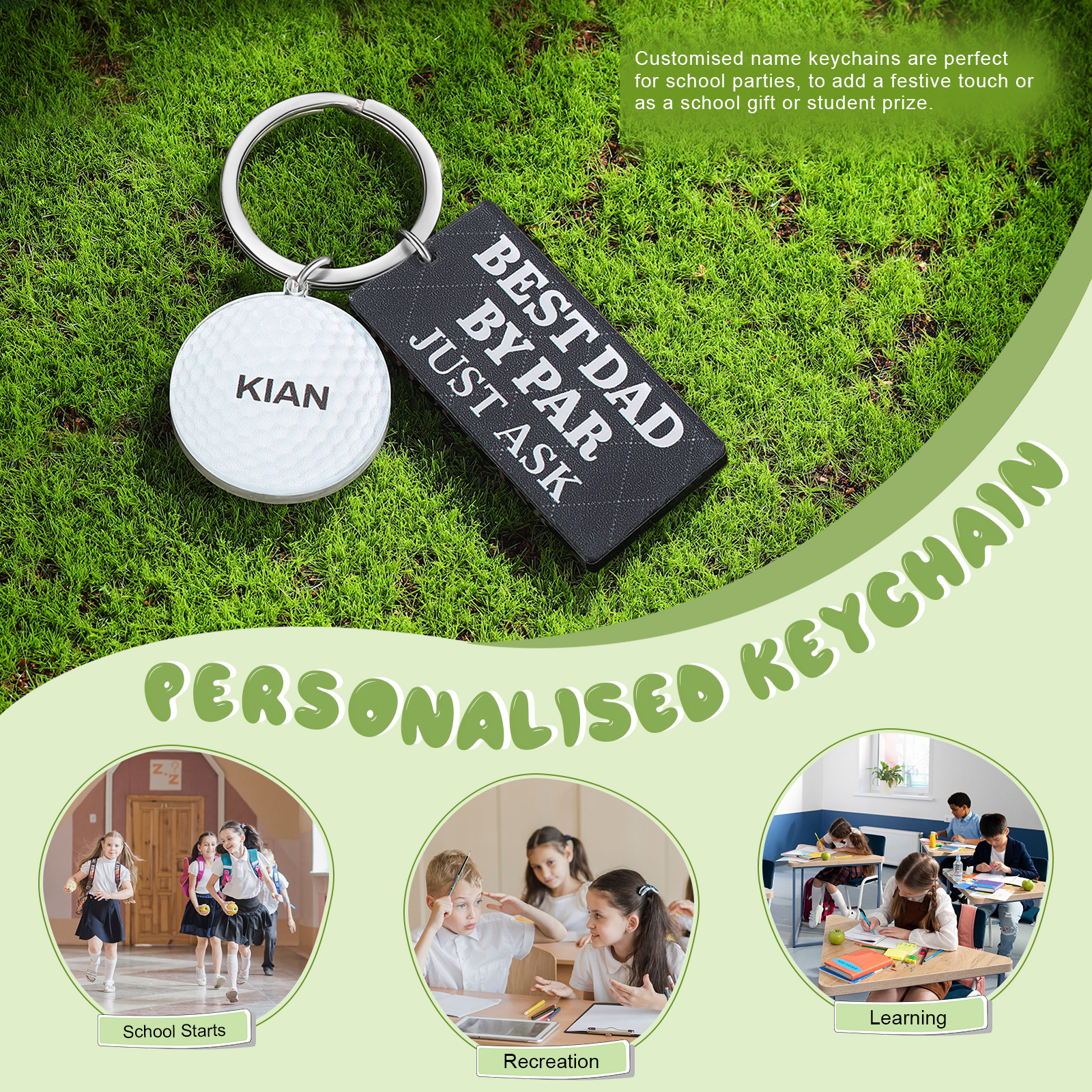 1 Name - Personalised Acrylic Keyring Five Colors to Choose From Back to School Gift for Kids