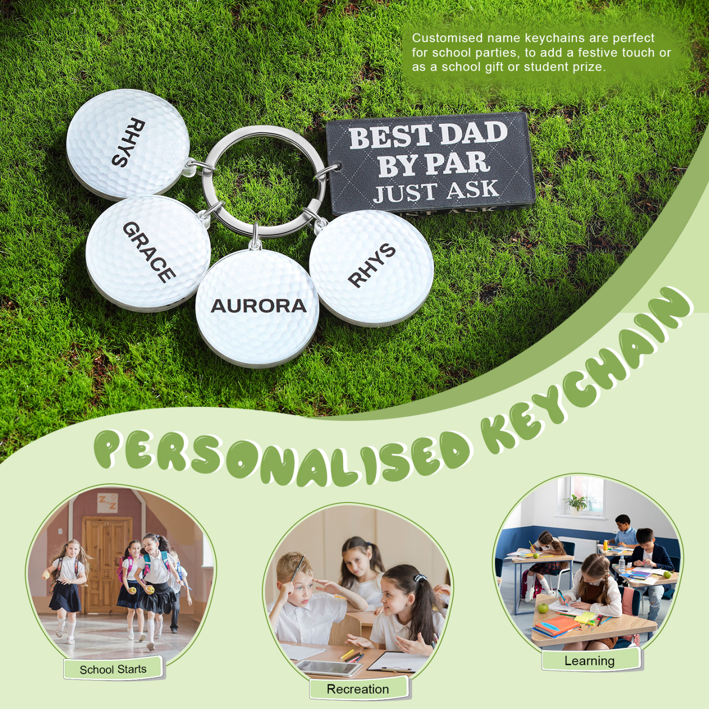4 Names - Personalised Acrylic Keyring Five Colors to Choose From Back to School Gift for Kids