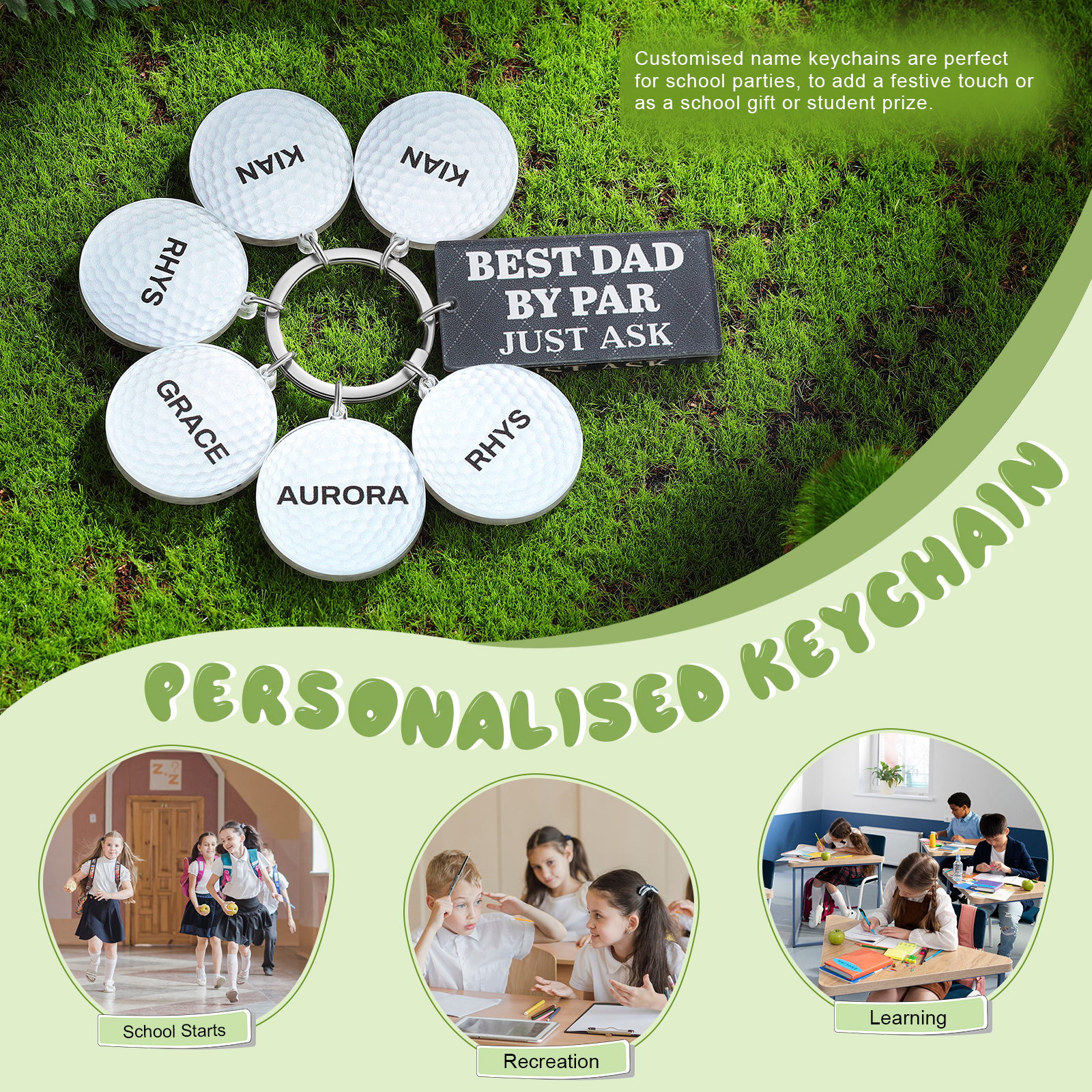 6 Names - Personalised Acrylic Keyring Five Colors to Choose From Back to School Gift for Kids