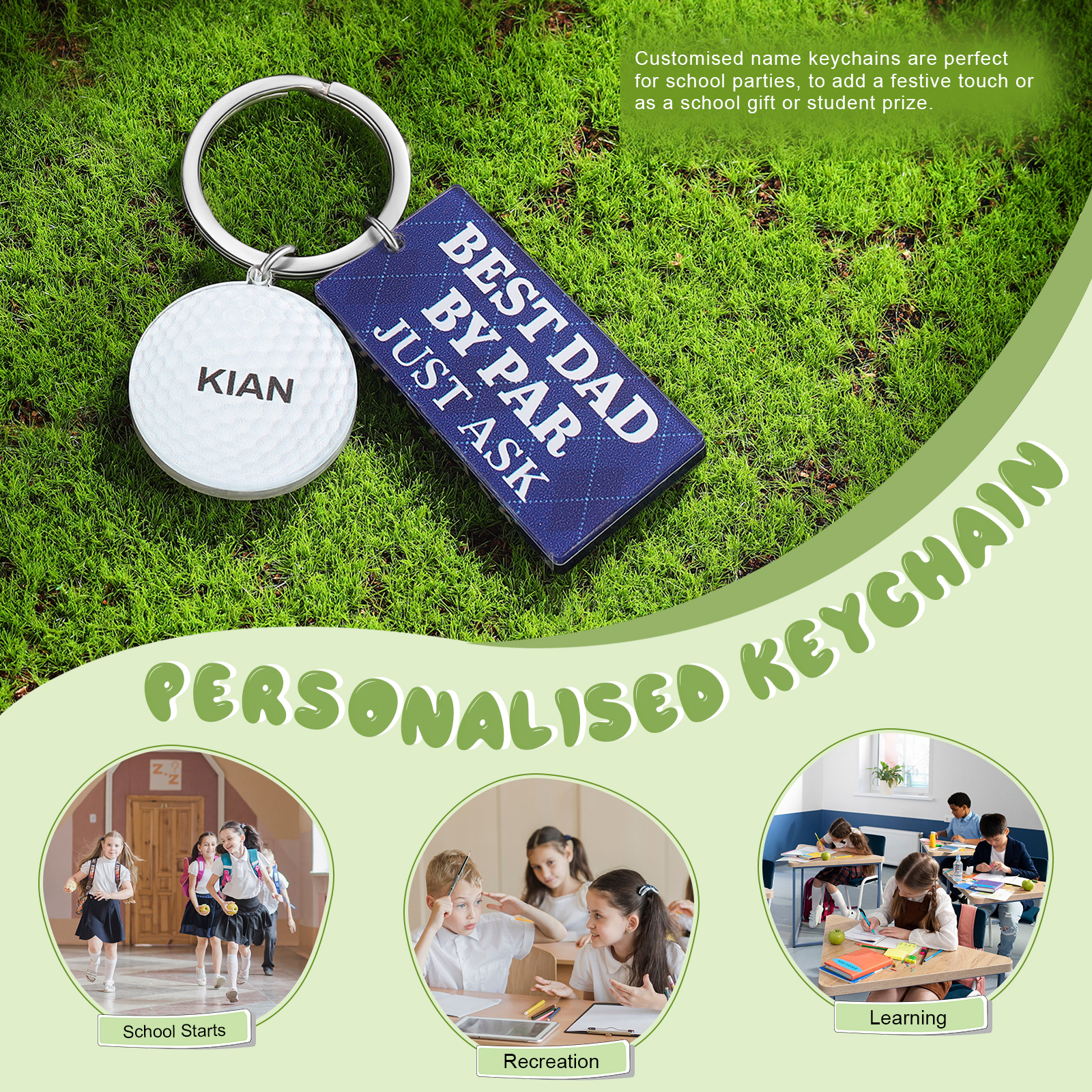 1 Name - Personalised Acrylic Keyring Five Colors to Choose From Back to School Gift for Kids