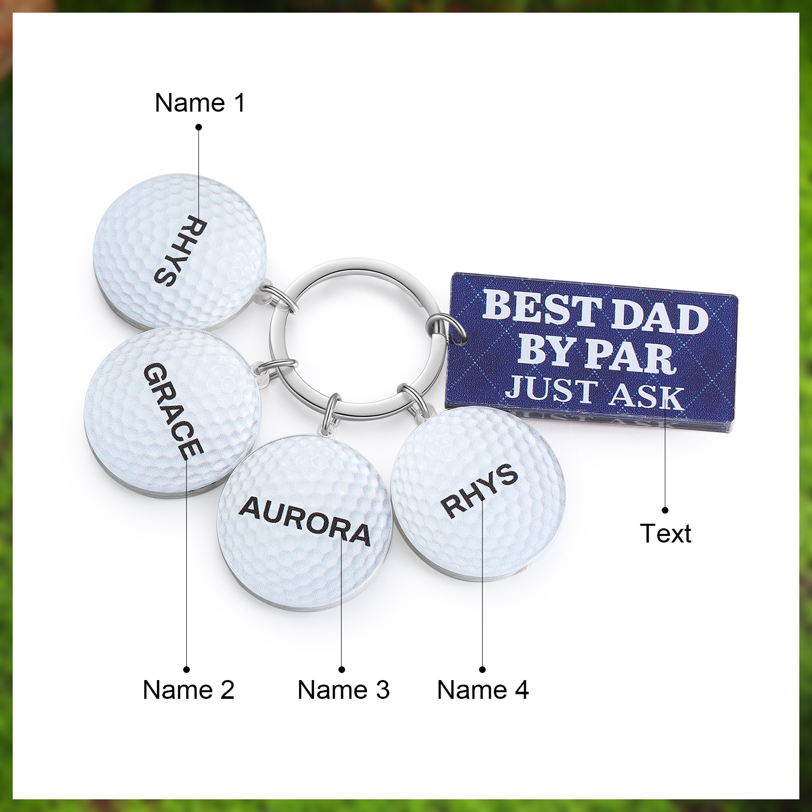 4 Names - Personalised Acrylic Keyring Five Colors to Choose From Back to School Gift for Kids