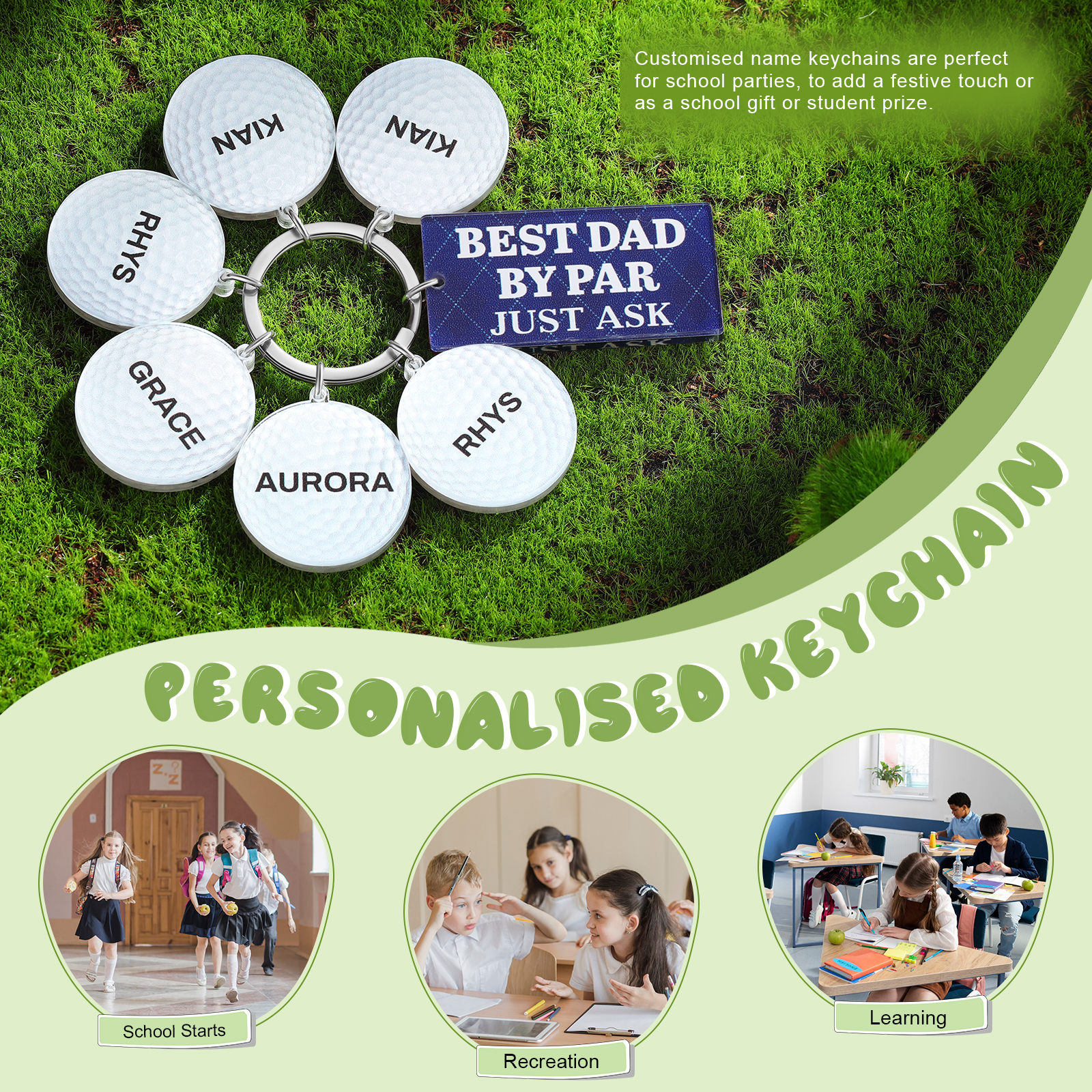 6 Names - Personalised Acrylic Keyring Five Colors to Choose From Back to School Gift for Kids