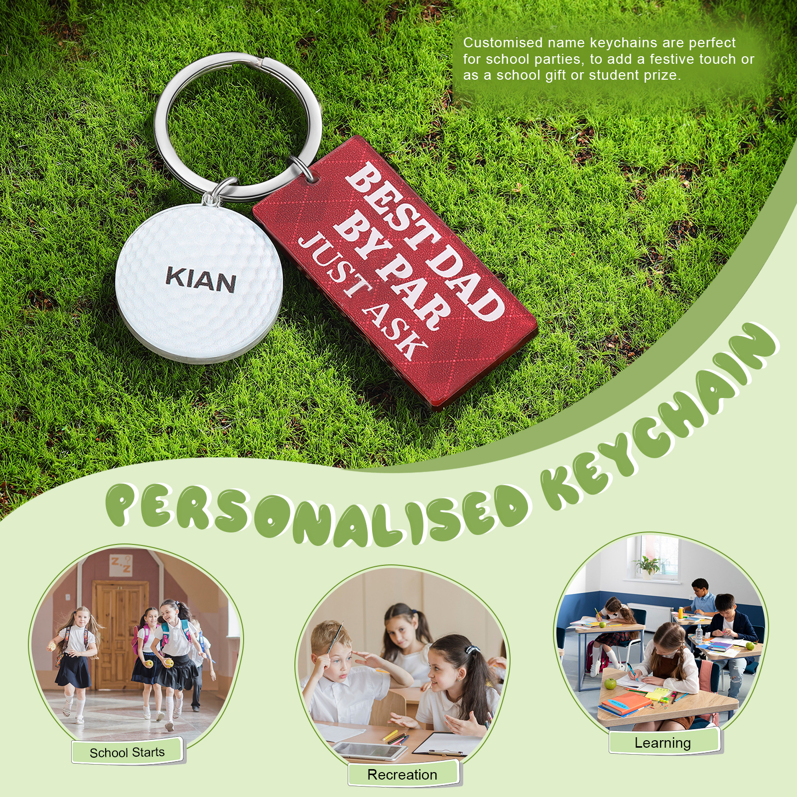 1 Name - Personalised Acrylic Keyring Five Colors to Choose From Back to School Gift for Kids