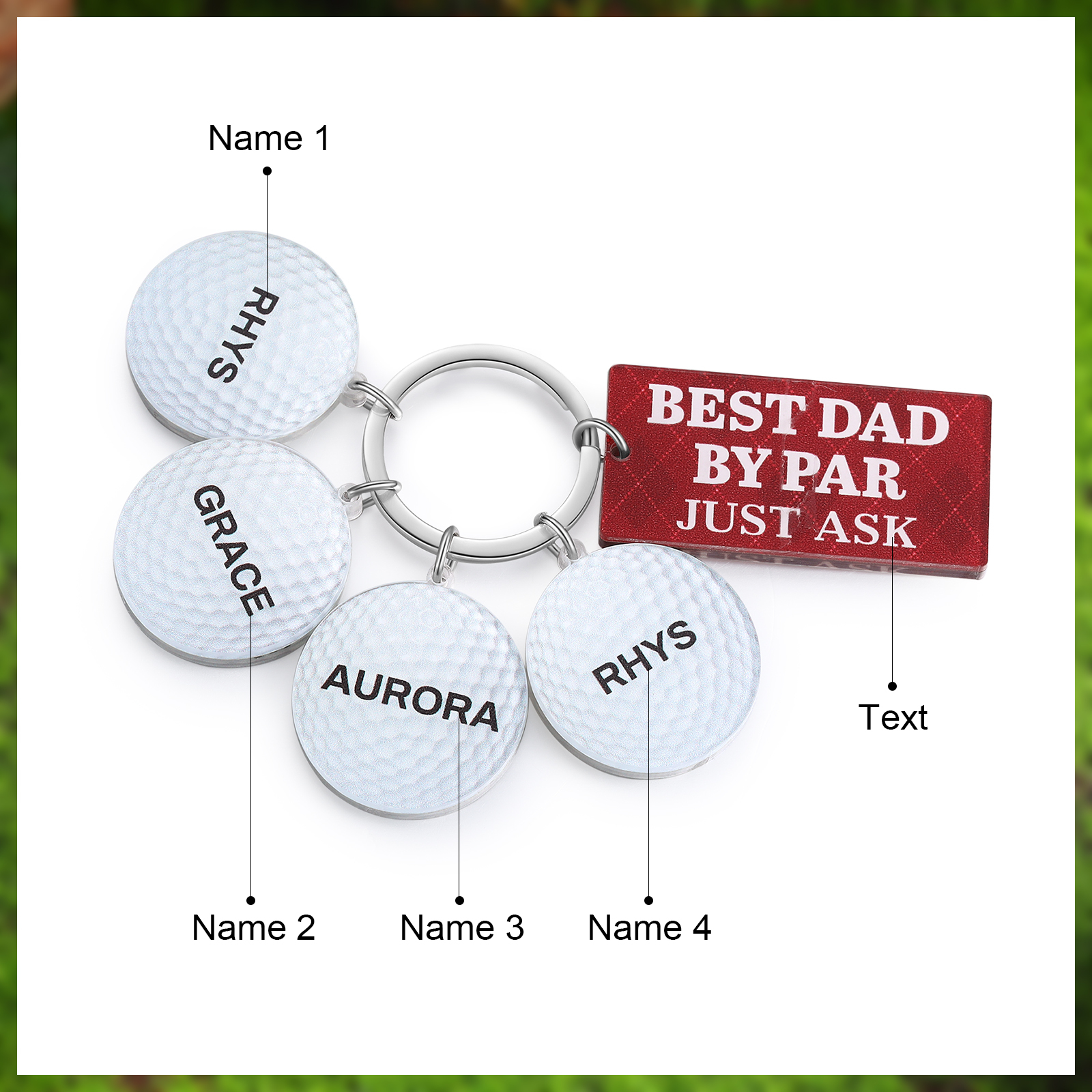 4 Names - Personalised Acrylic Keyring Five Colors to Choose From Back to School Gift for Kids