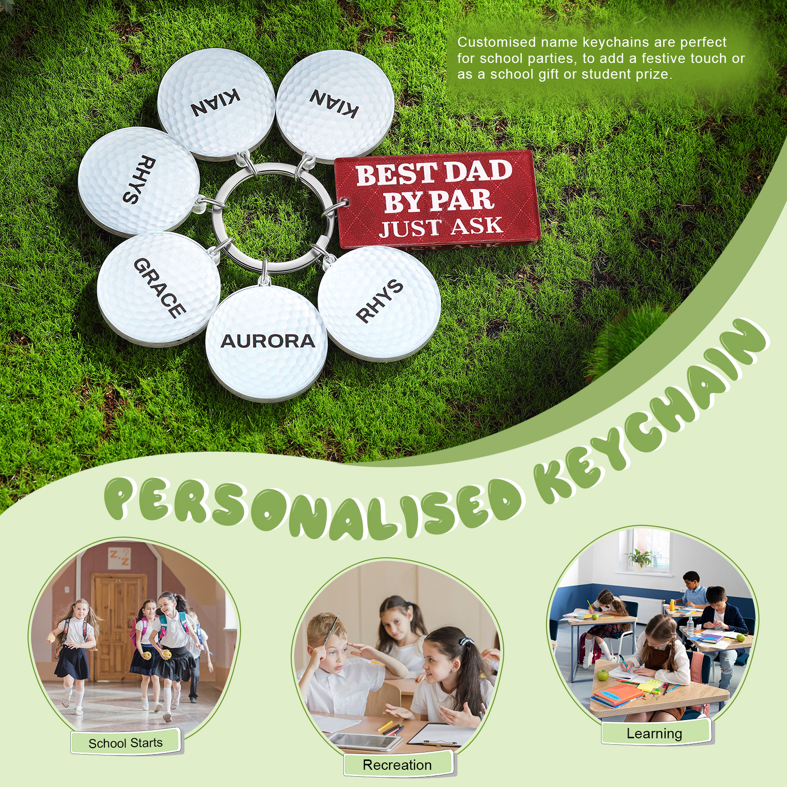 6 Names - Personalised Acrylic Keyring Five Colors to Choose From Back to School Gift for Kids