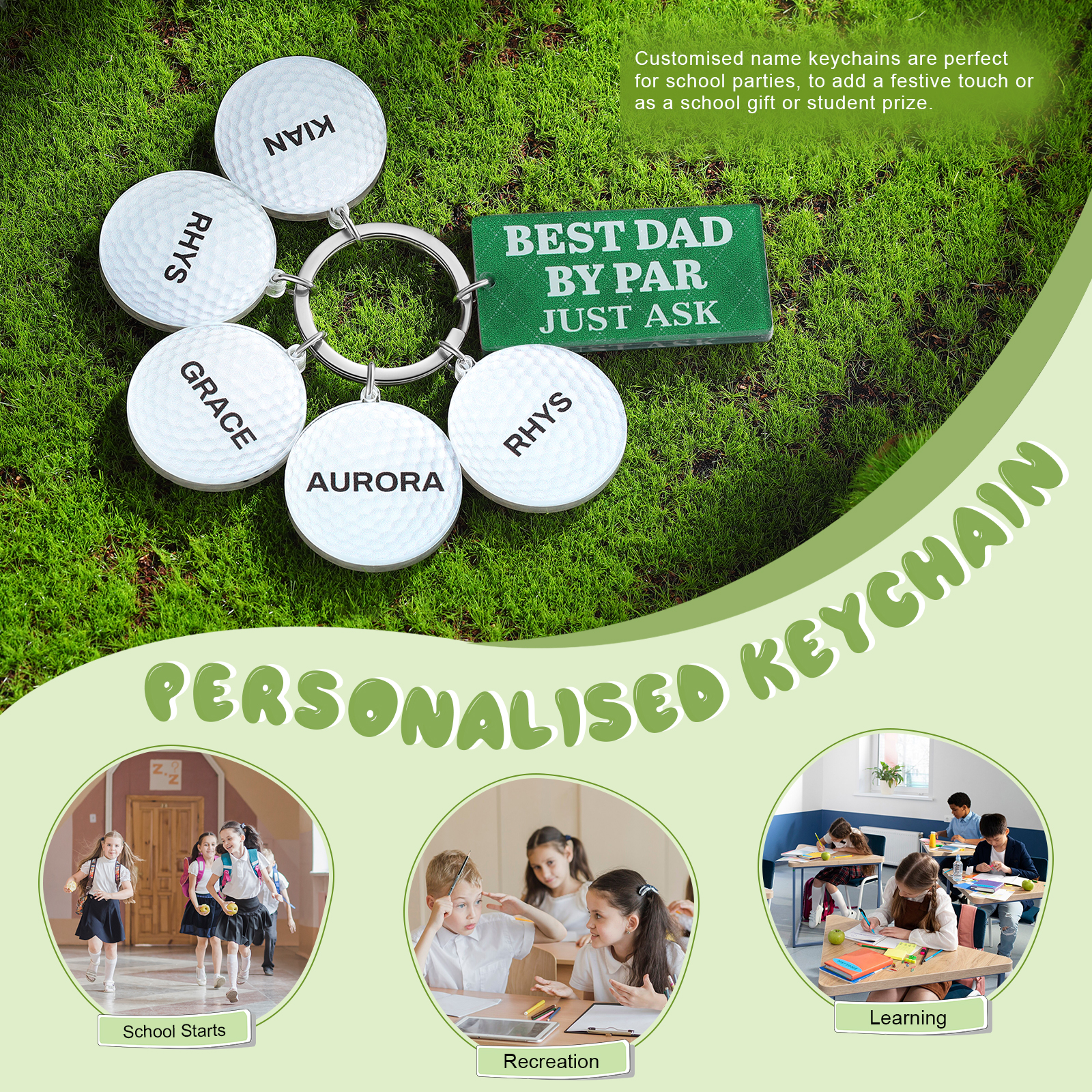 5 Names - Personalised Acrylic Keyring Five Colors to Choose From Back to School Gift for Kids