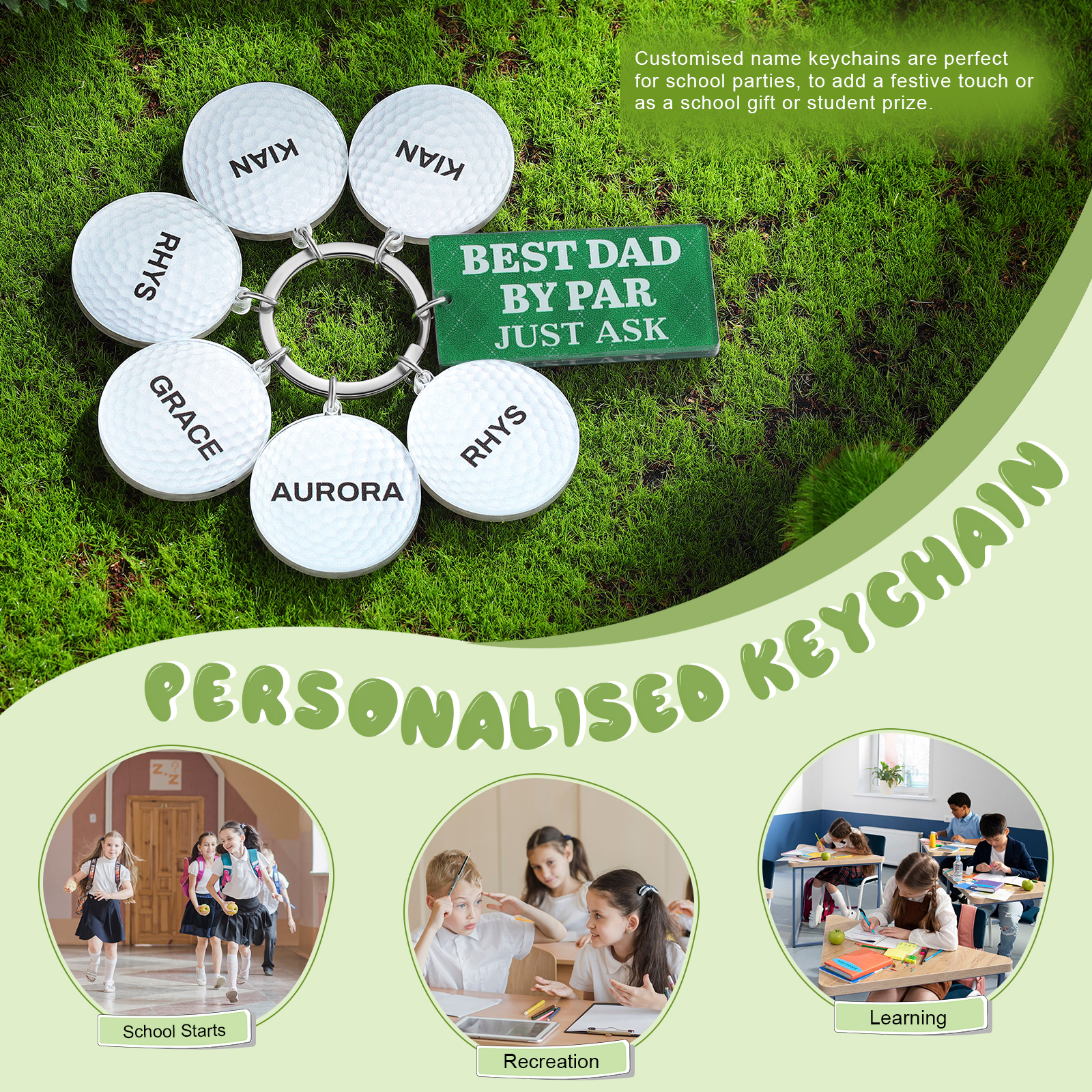 6 Names - Personalised Acrylic Keyring Five Colors to Choose From Back to School Gift for Kids