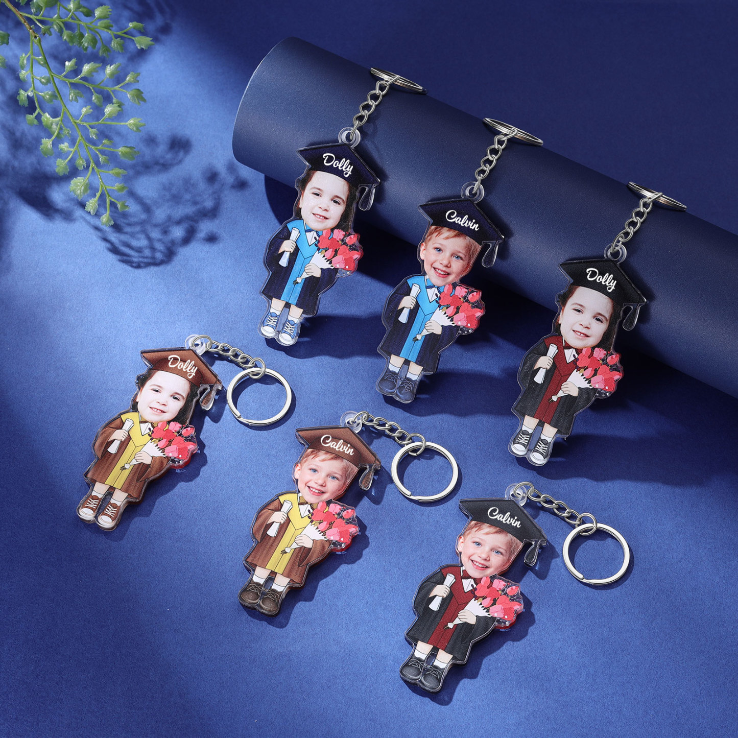 Personalized Photo & Name Exquisite Stainless Steel Graduation Keychain Gift For Her/Him