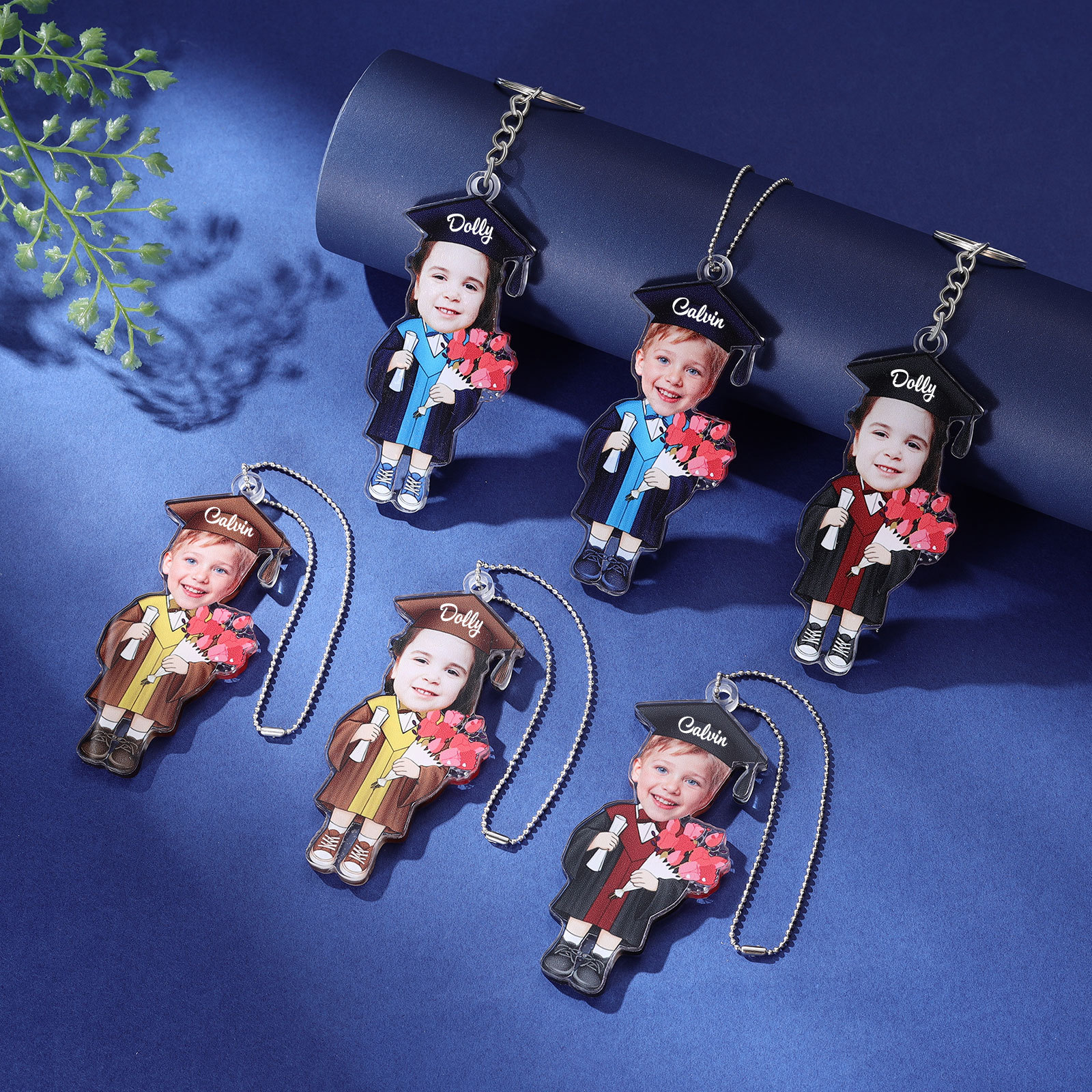 Personalized Photo & Name Exquisite Stainless Steel Graduation Keychain Gift For Her/Him