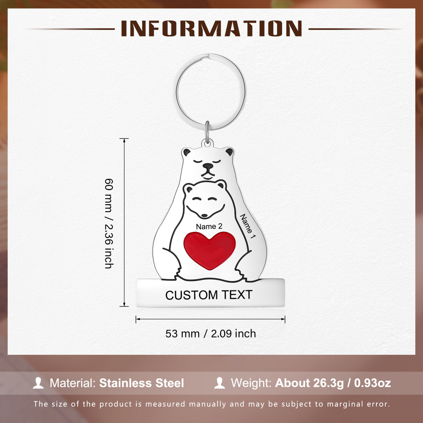 2 Names - Personalized 2 Names And 1 Text Keychain Gift For Her/Him