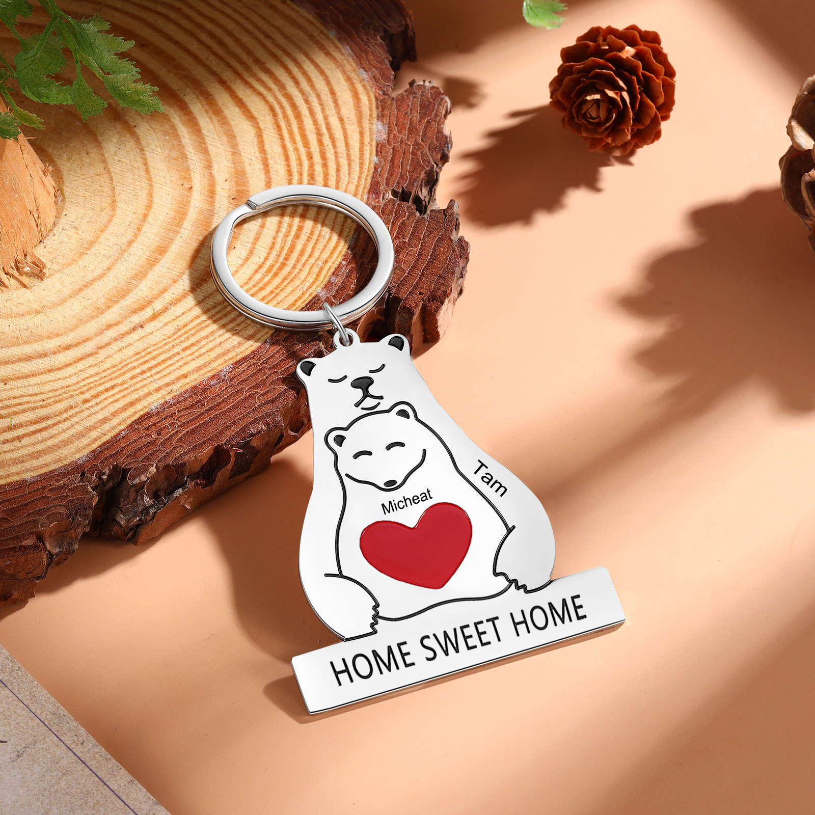 2 Names - Personalized 2 Names And 1 Text Keychain Gift For Her/Him