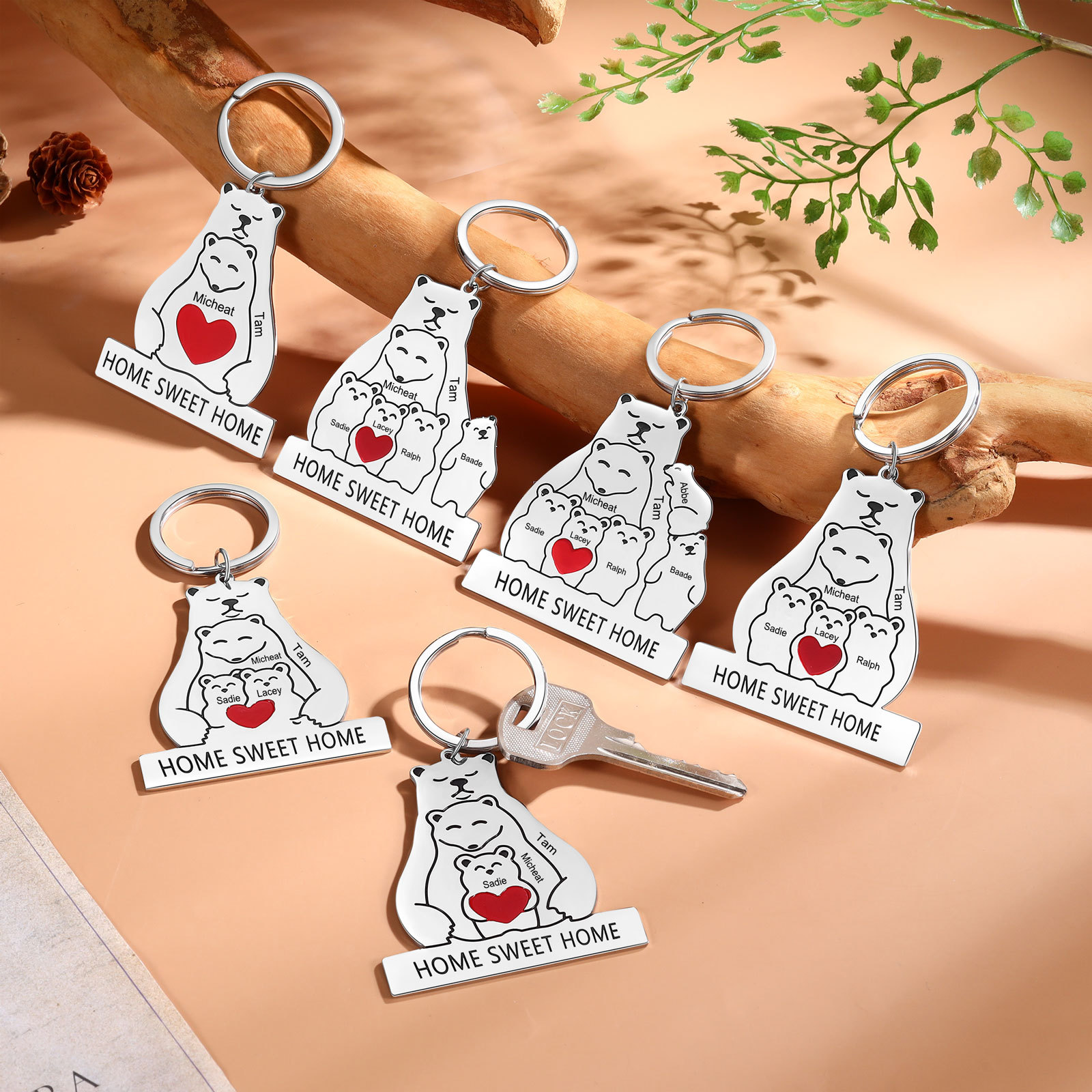 3 Names - Personalized 3 Names And 1 Text Keychain Gift For Her/Him