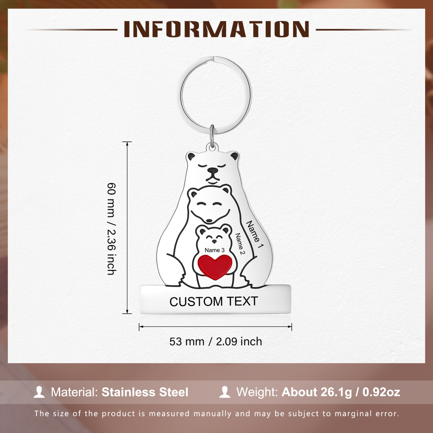 3 Names - Personalized 3 Names And 1 Text Keychain Gift For Her/Him