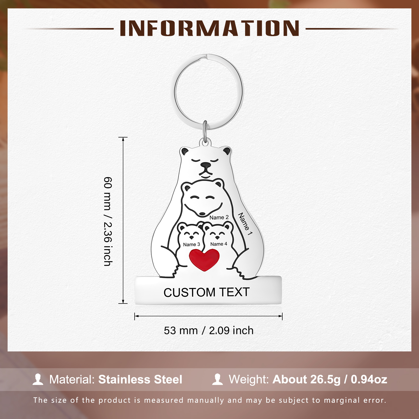 4 Names - Personalized 4 Names And 1 Text Keychain Gift For Her/Him