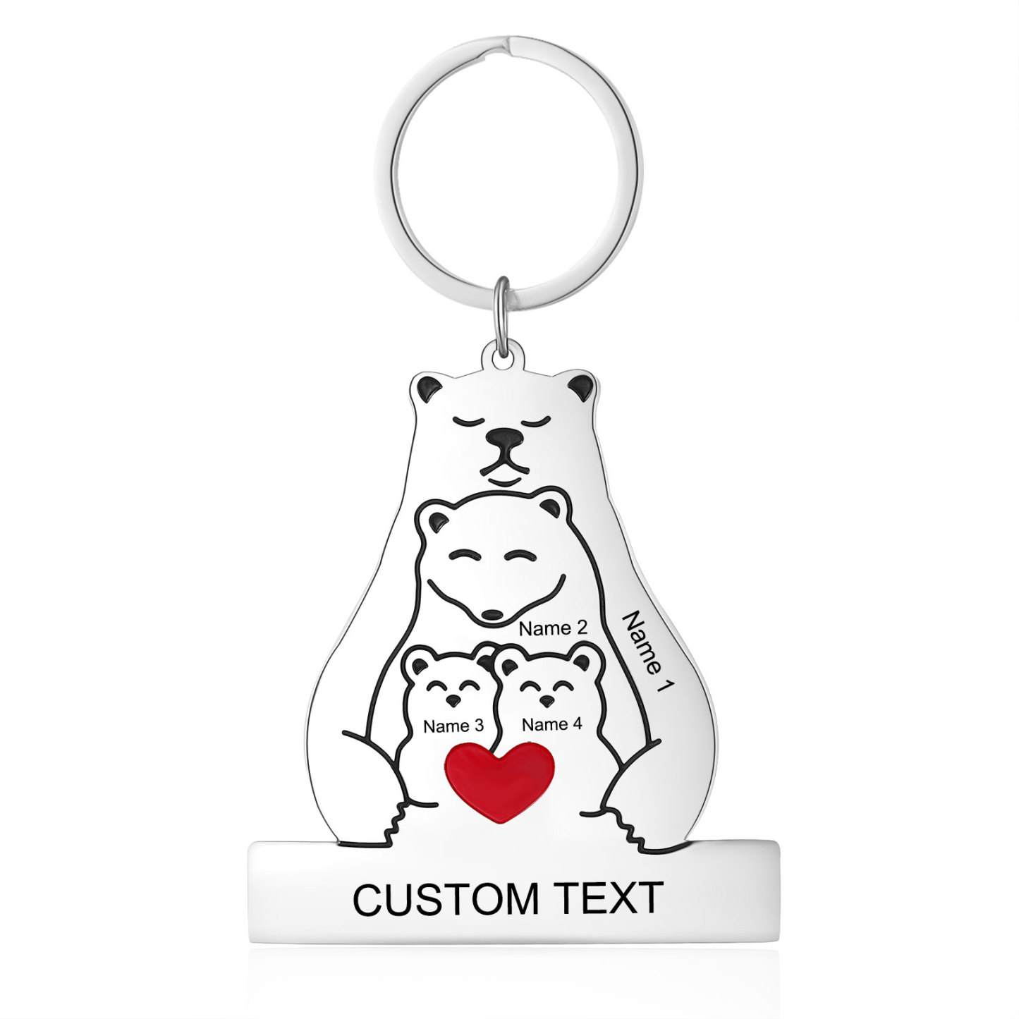 4 Names - Personalized 4 Names And 1 Text Keychain Gift For Her/Him