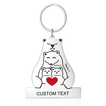 4 Names - Personalized 4 Names And 1 Text Keychain Gift For Her/Him