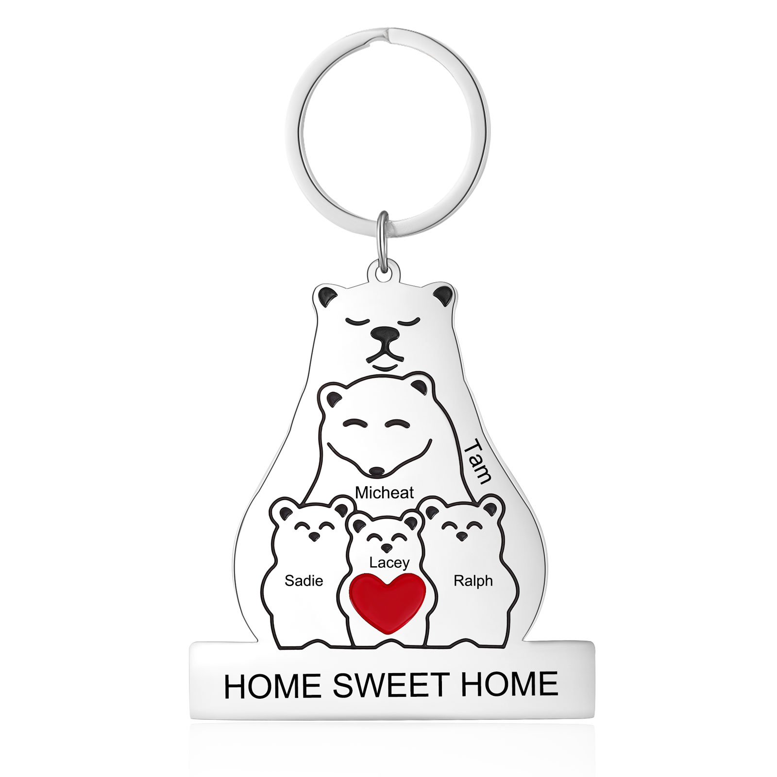 5 Names - Personalized 5 Names And 1 Text Keychain Gift For Her/Him