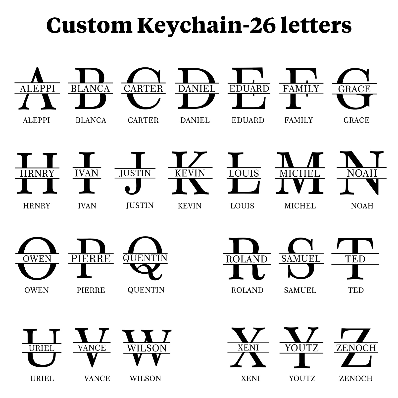 3 Names - Personalised Kids Charms Keychain Customized 3 Names & 1 Letter Leather Keychain Gift for Grandad