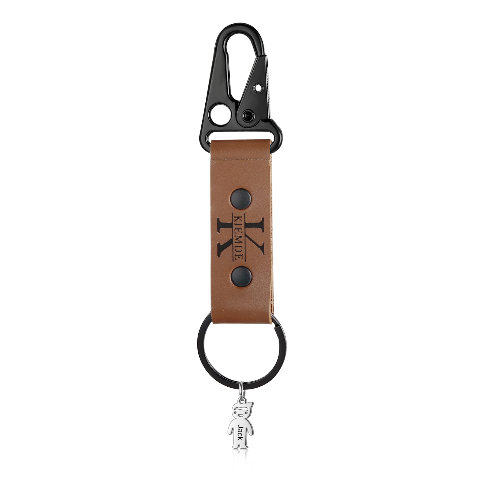 2 Names - Personalised Kids Charms Keychain Customized 2 Names & 1 Letter Leather Keychain Gift for Grandad