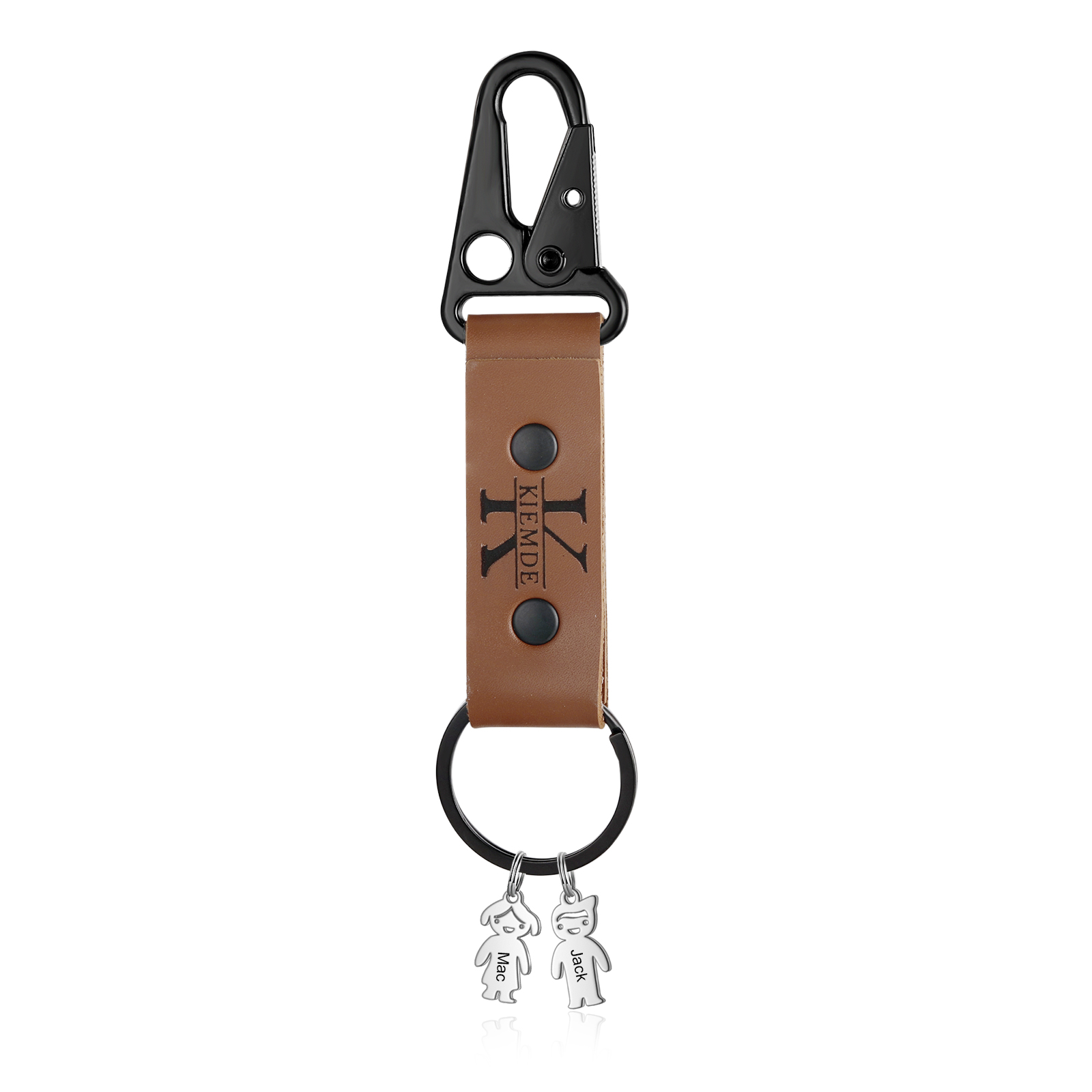 3 Names - Personalised Kids Charms Keychain Customized 3 Names & 1 Letter Leather Keychain Gift for Grandad