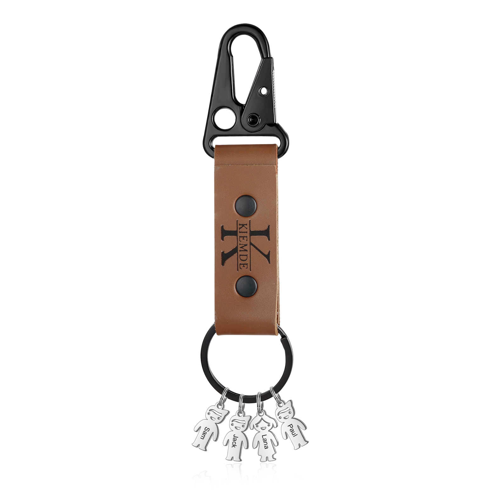5 Names - Personalised Kids Charms Keychain Customized 5 Names & 1 Letter Leather Keychain Gift for Grandad