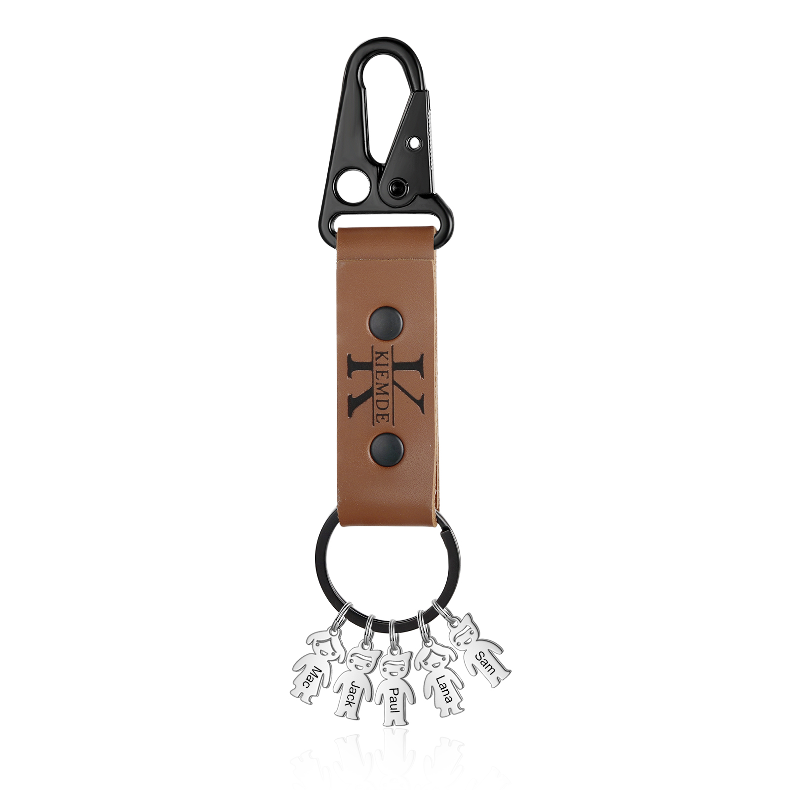 6 Names - Personalised Kids Charms Keychain Customized 6 Names & 1 Letter Leather Keychain Gift for Grandad