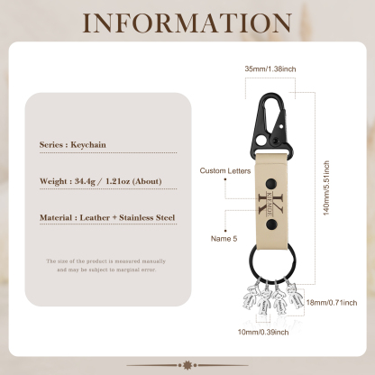 5 Names - Personalised Kids Charms Keychain Customized 5 Names & 1 Letter Leather Keychain Gift for Grandad