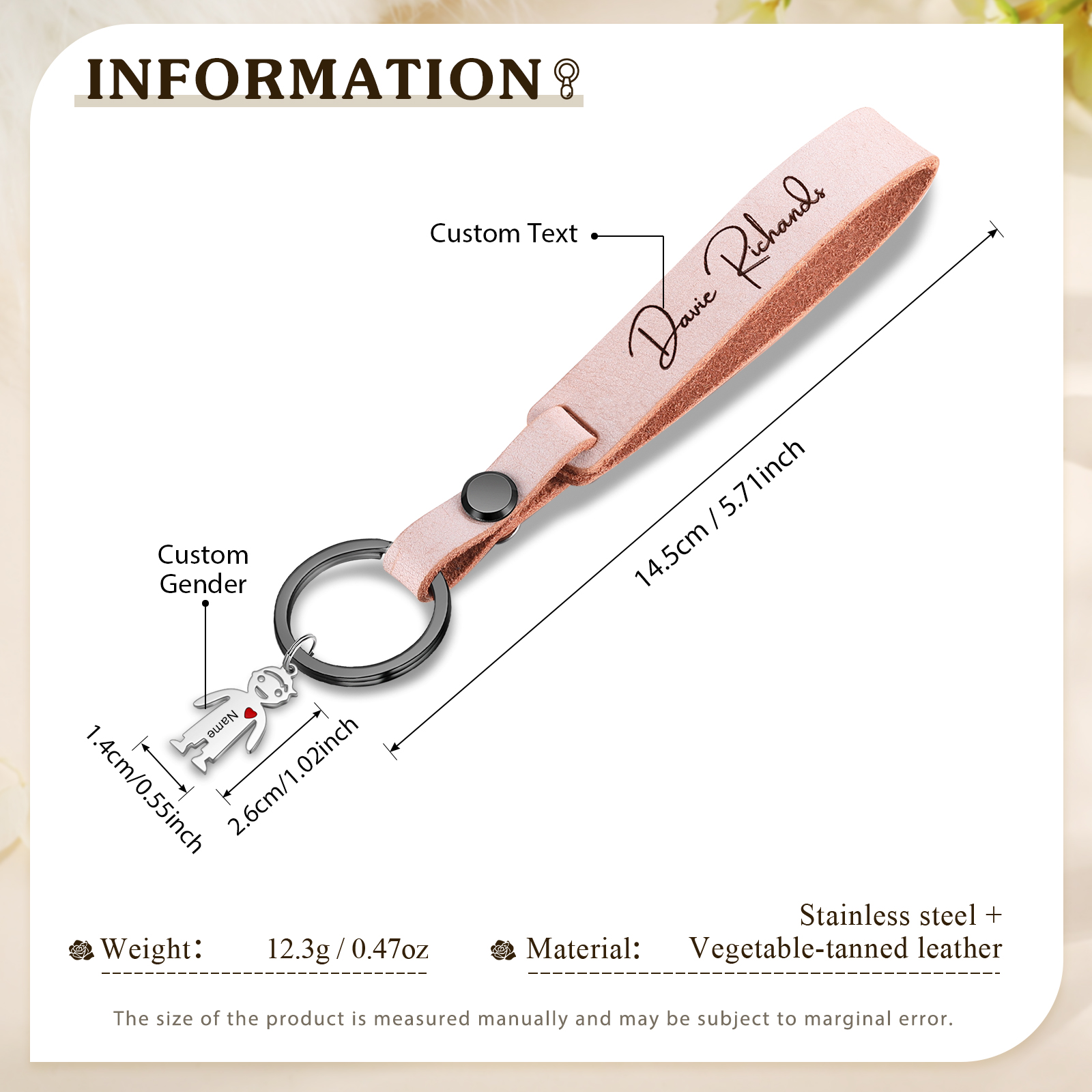 1 Name-personalized Keychain Custom 1 Doll Charm and 1 Text Keychain Gift for Nana and Mum