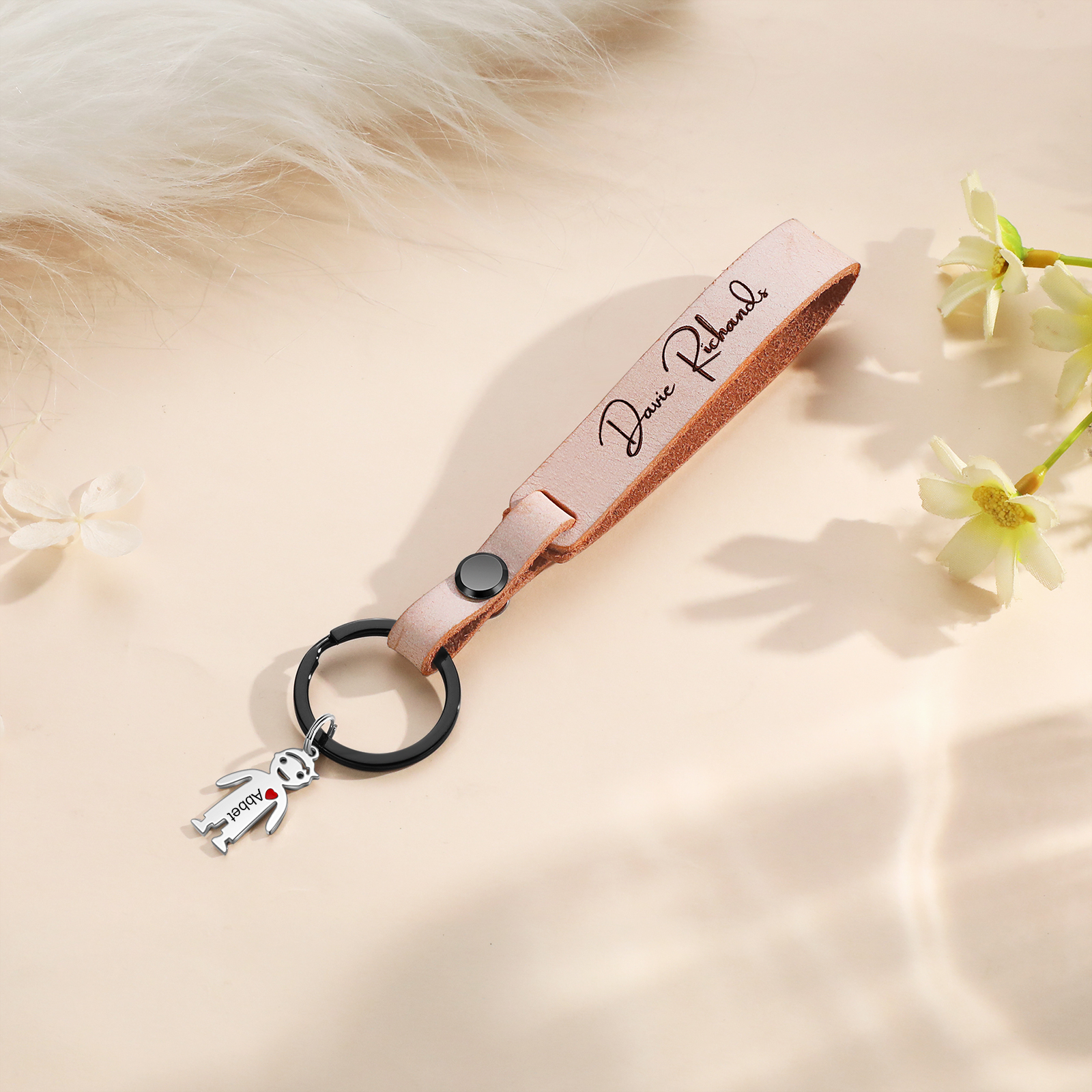 1 Name-personalized Keychain Custom 1 Doll Charm and 1 Text Keychain Gift for Nana and Mum