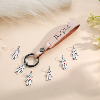 1 Name-personalized Keychain Custom 1 Doll Charm and 1 Text Keychain Gift for Nana and Mum