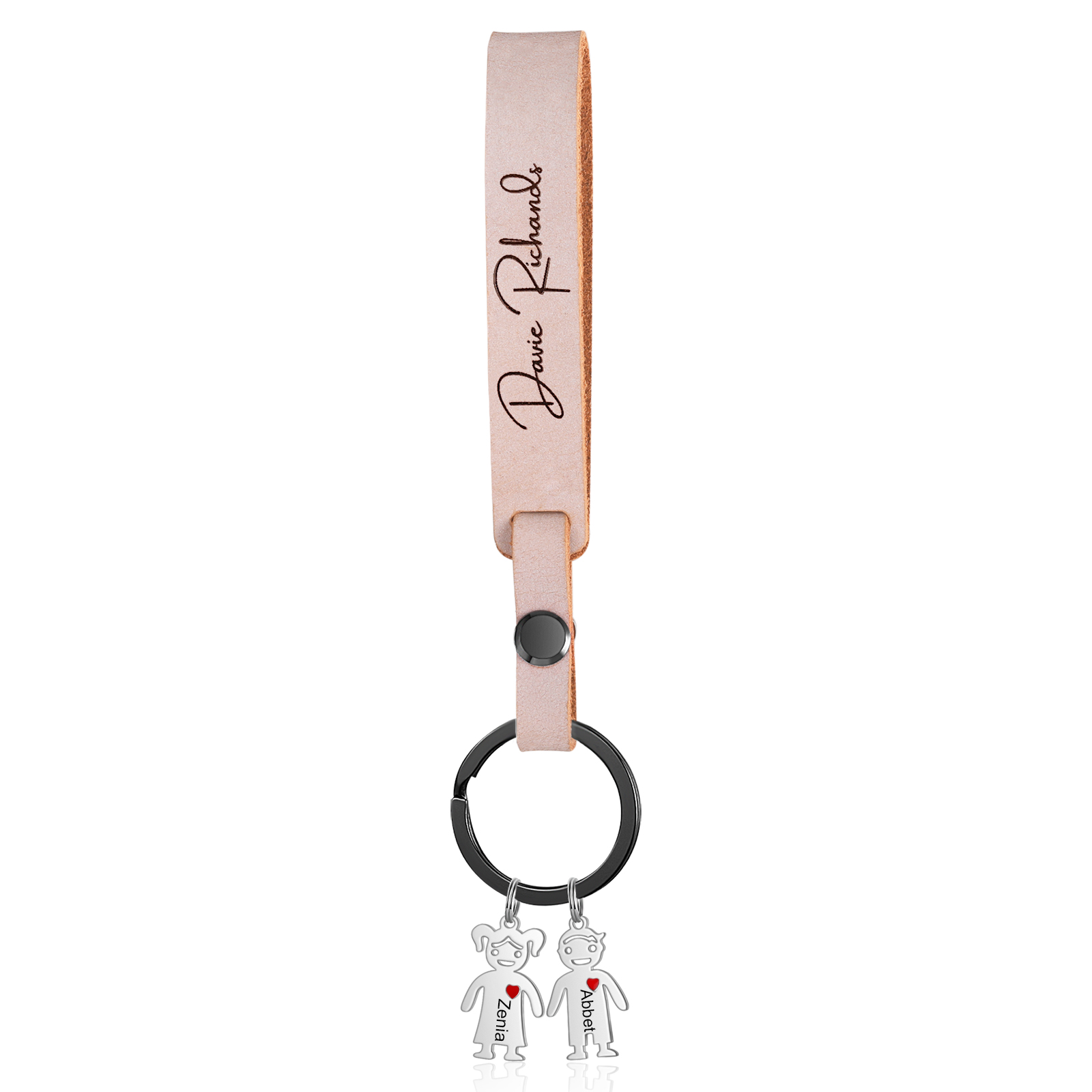 2 Names-personalized Keychain Custom 2 Doll Name and 1 Text Keychain Gift for Nana/ Mum
