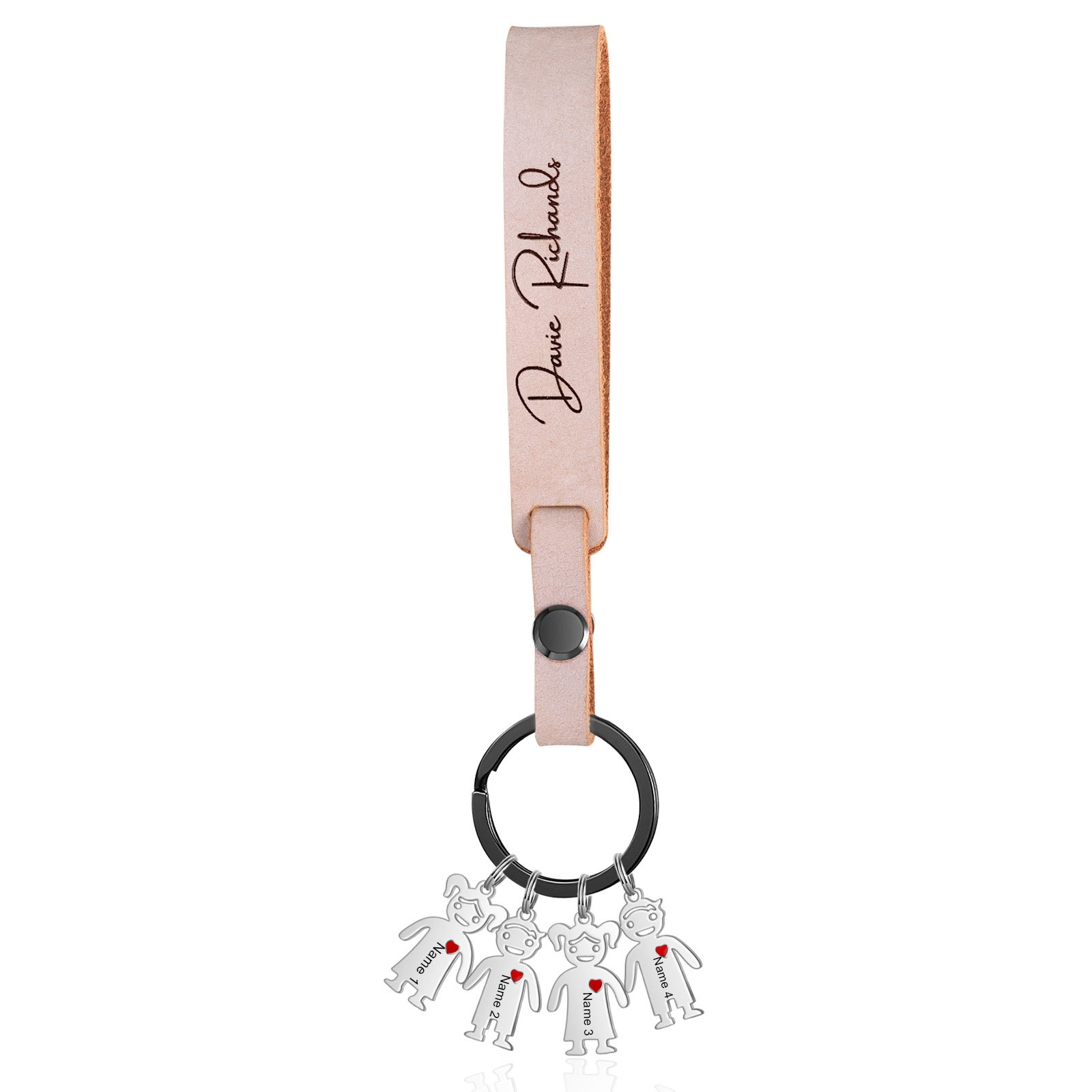 4 Names-personalized Keychain Custom 4 Doll Name and 1 Text Keychain Gift for Nana/ Mum