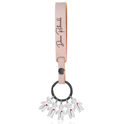 5 Names-personalized Keychain Custom 5 Doll Name and 1 Text Keychain Gift for Nana/ Mum