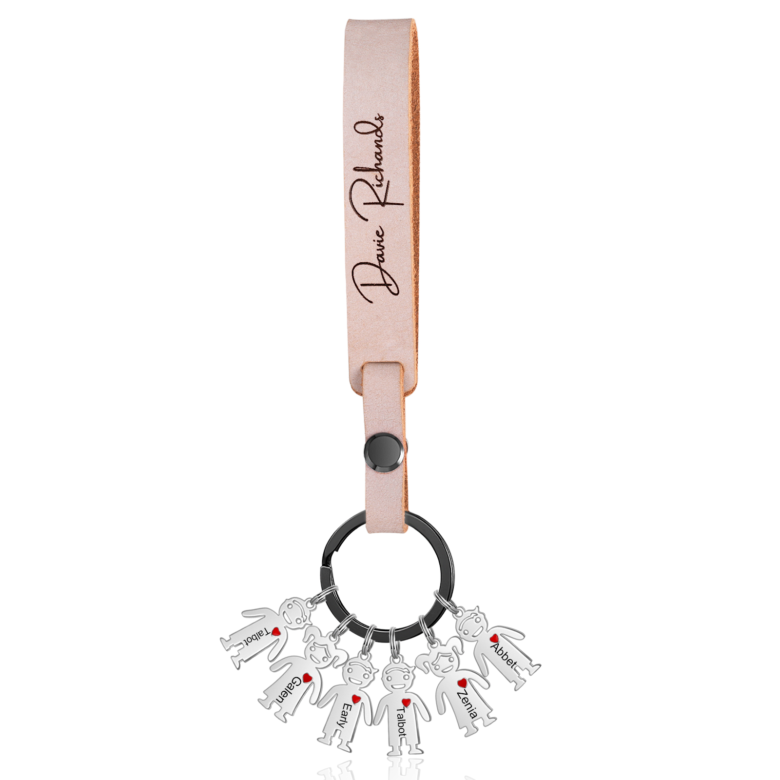 6 Names-personalized Keychain Custom 6 Doll Name and 1 Text Keychain Gift for Nana/ Mum