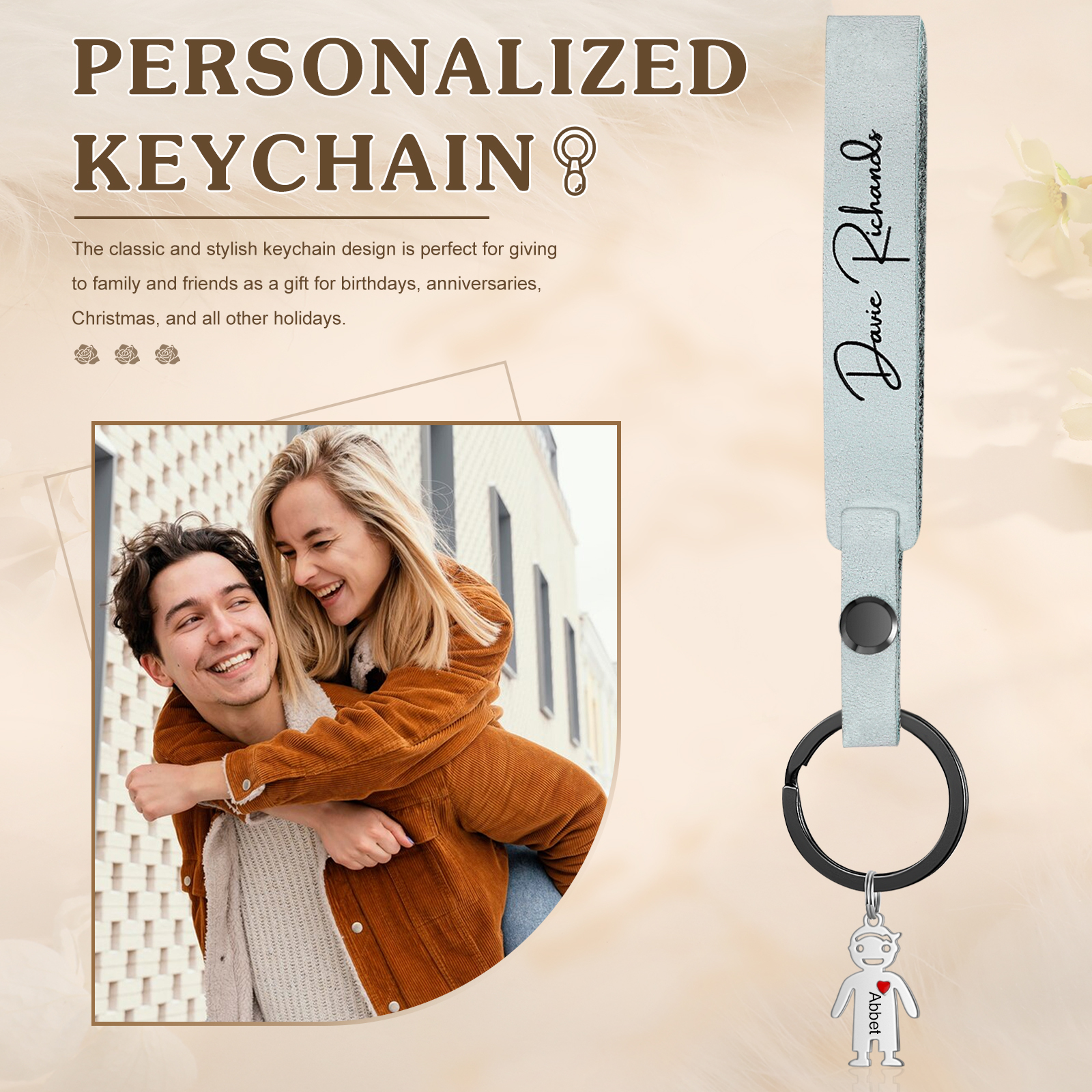 1 Name-personalized Keychain Custom 1 Doll Charm and 1 Text Keychain Gift for Nana and Mum