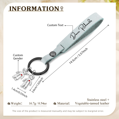 2 Names-personalized Keychain Custom 2 Doll Name and 1 Text Keychain Gift for Nana/ Mum