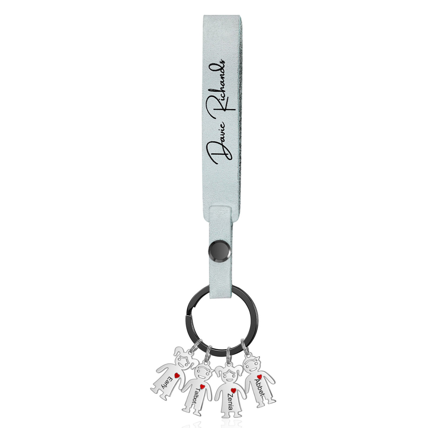 4 Names-personalized Keychain Custom 4 Doll Name and 1 Text Keychain Gift for Nana/ Mum