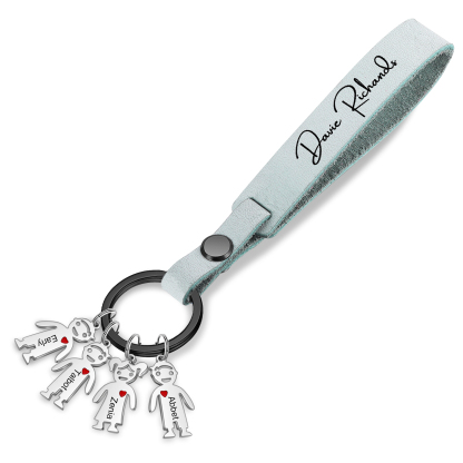 4 Names-personalized Keychain Custom 4 Doll Name and 1 Text Keychain Gift for Nana/ Mum