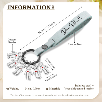 6 Names-personalized Keychain Custom 6 Doll Name and 1 Text Keychain Gift for Nana/ Mum