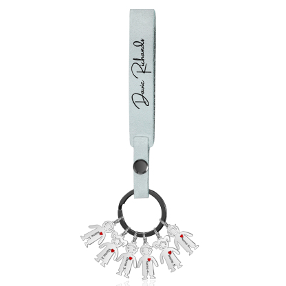 6 Names-personalized Keychain Custom 6 Doll Name and 1 Text Keychain Gift for Nana/ Mum