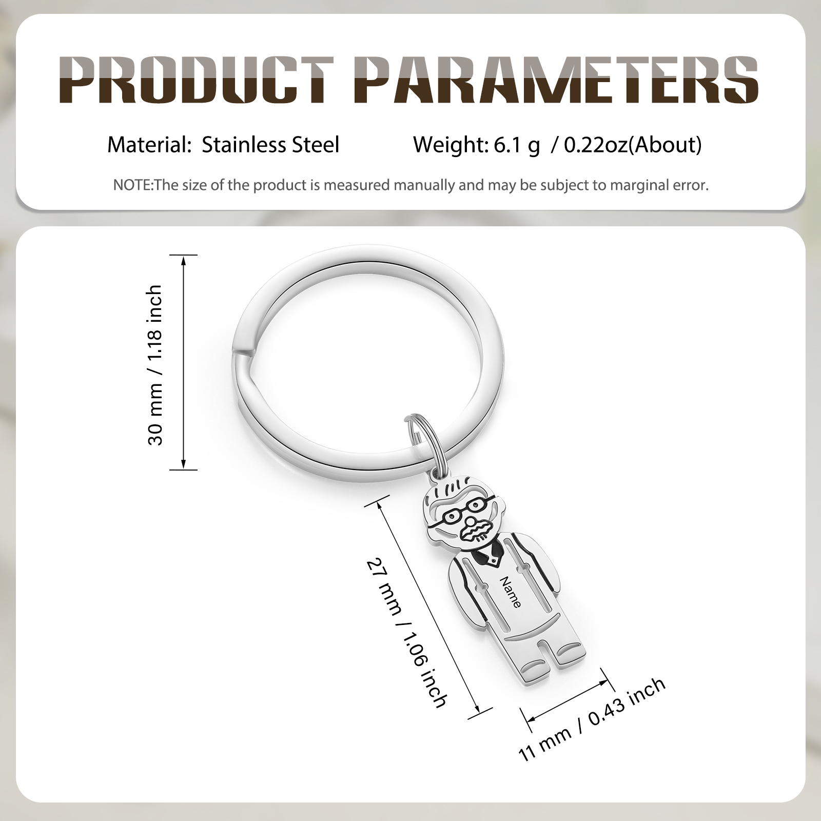 1 Name Personalised Stainless Steel Keyring with Pendant Charms | Jessemade