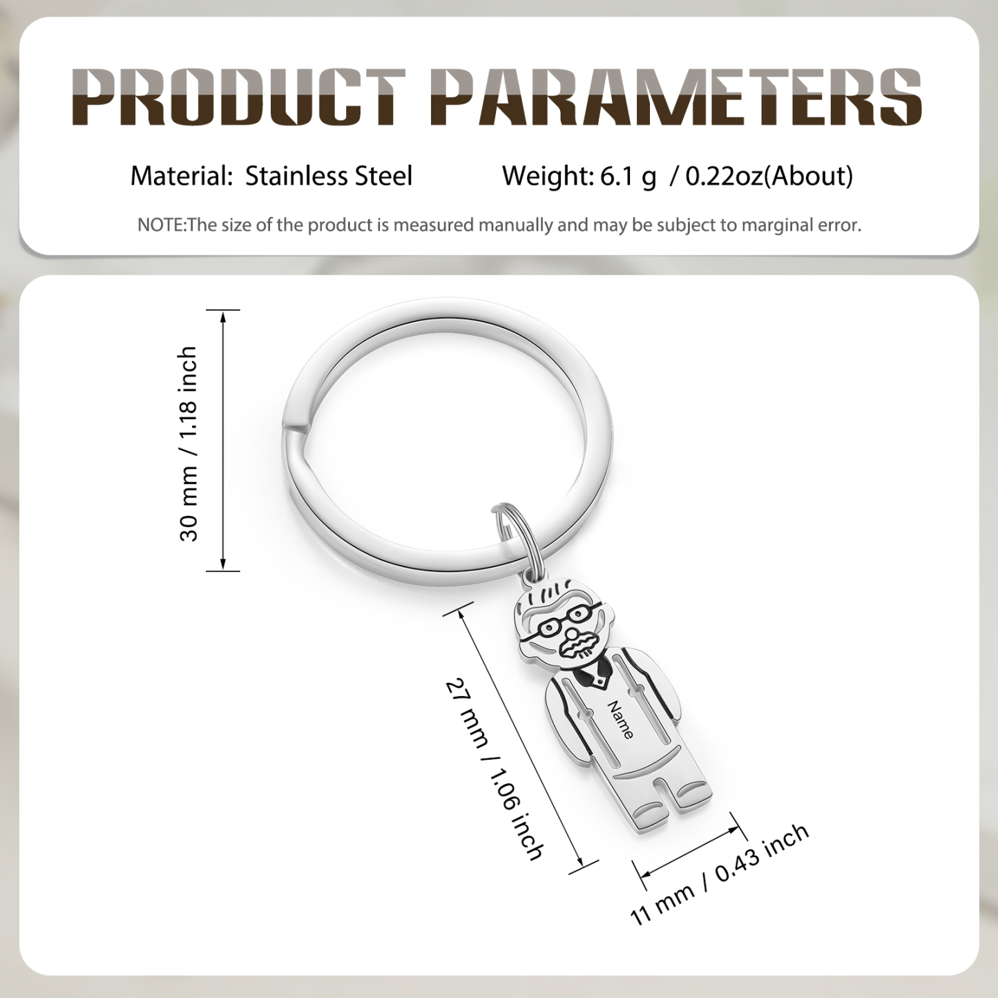 1 Name Personalised Stainless Steel Keyring with Pendant Charms | Jessemade