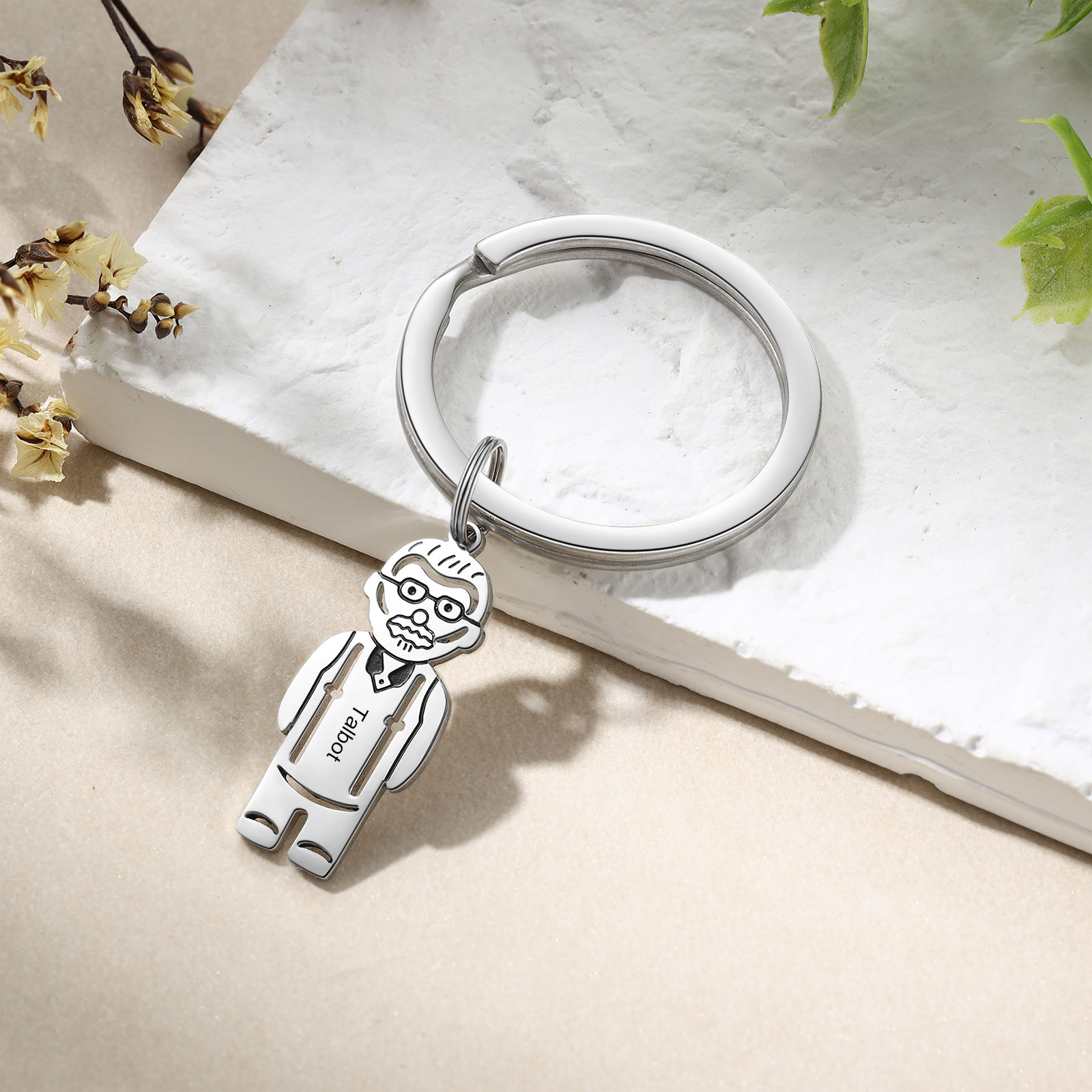 1 Name Personalised Stainless Steel Keyring with Pendant Charms | Jessemade