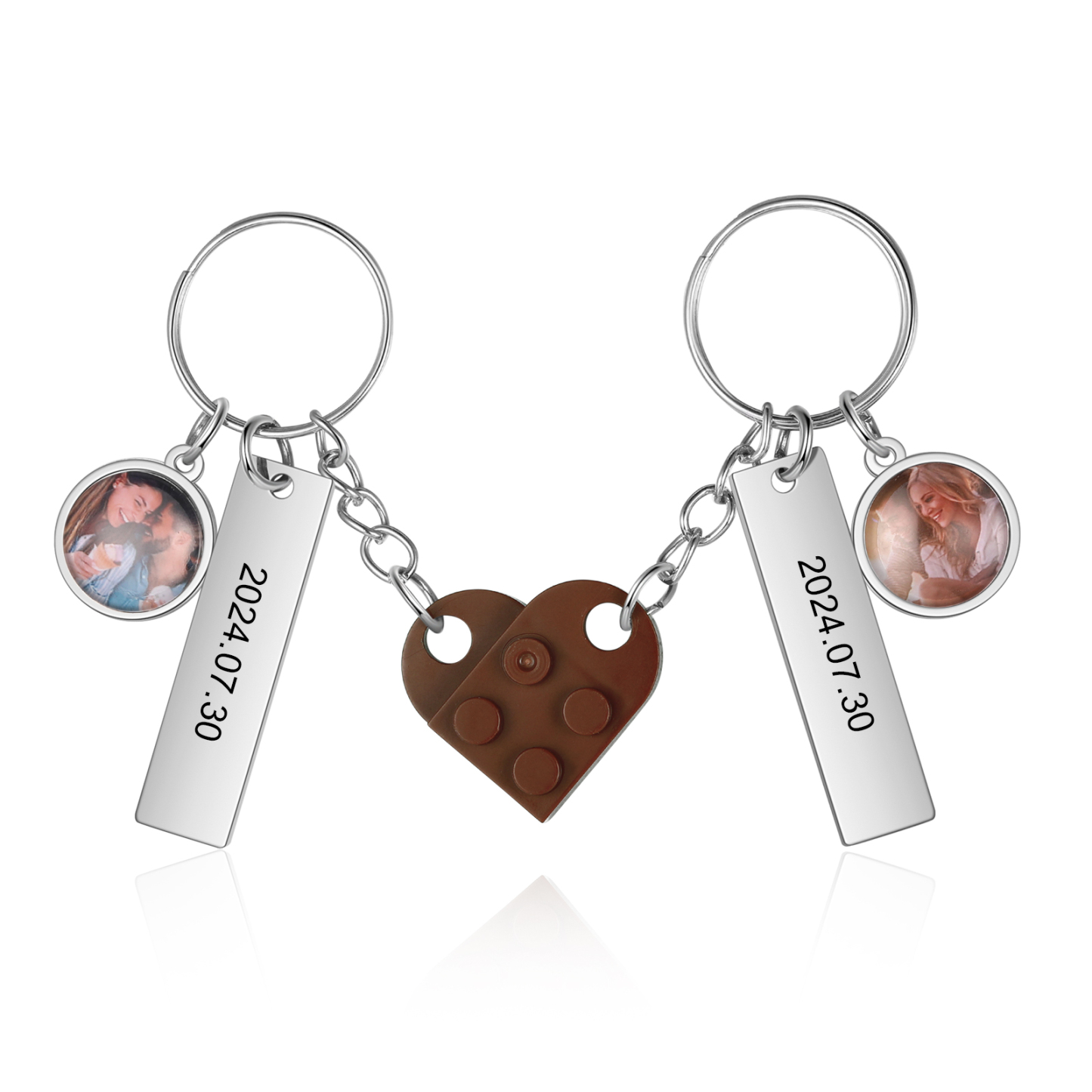 Personalised Couple Keychain Custom Double Heart Keychain with Photos and Dates for Couple | Jessmade
