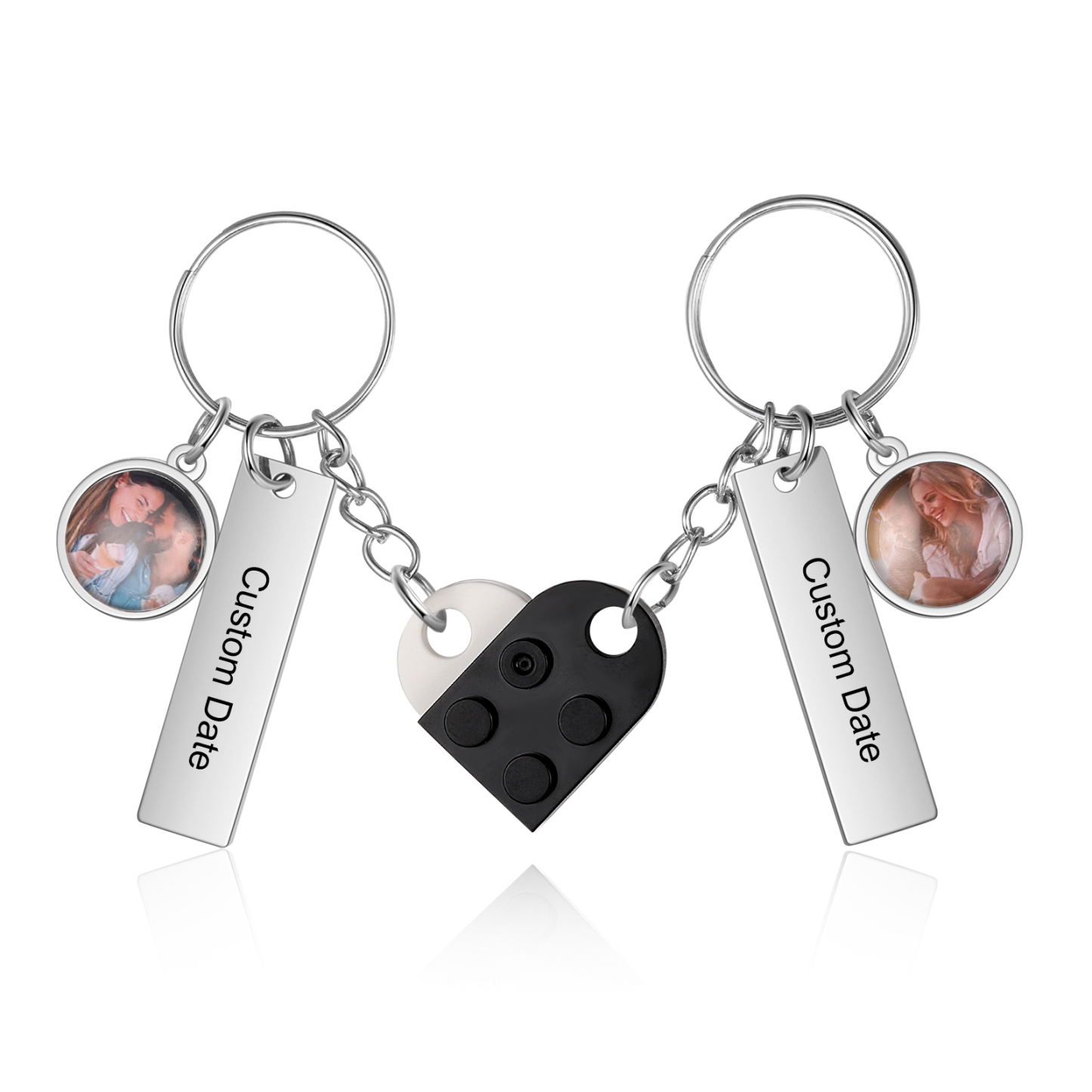 Personalised Heart-Shaped Keychain with Custom Date, Name & Photo - Perfect Gift for Couples | Jessmade