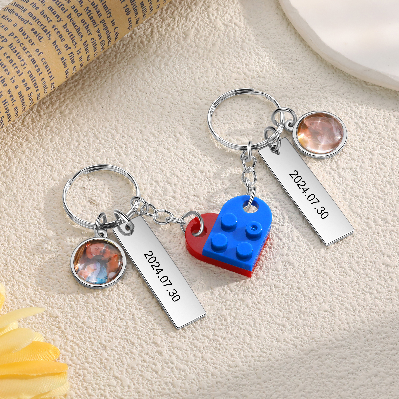 Personalised Heart-Shaped Keychain with Custom Date, Name & Photo - Perfect Gift for Couples | Jessmade