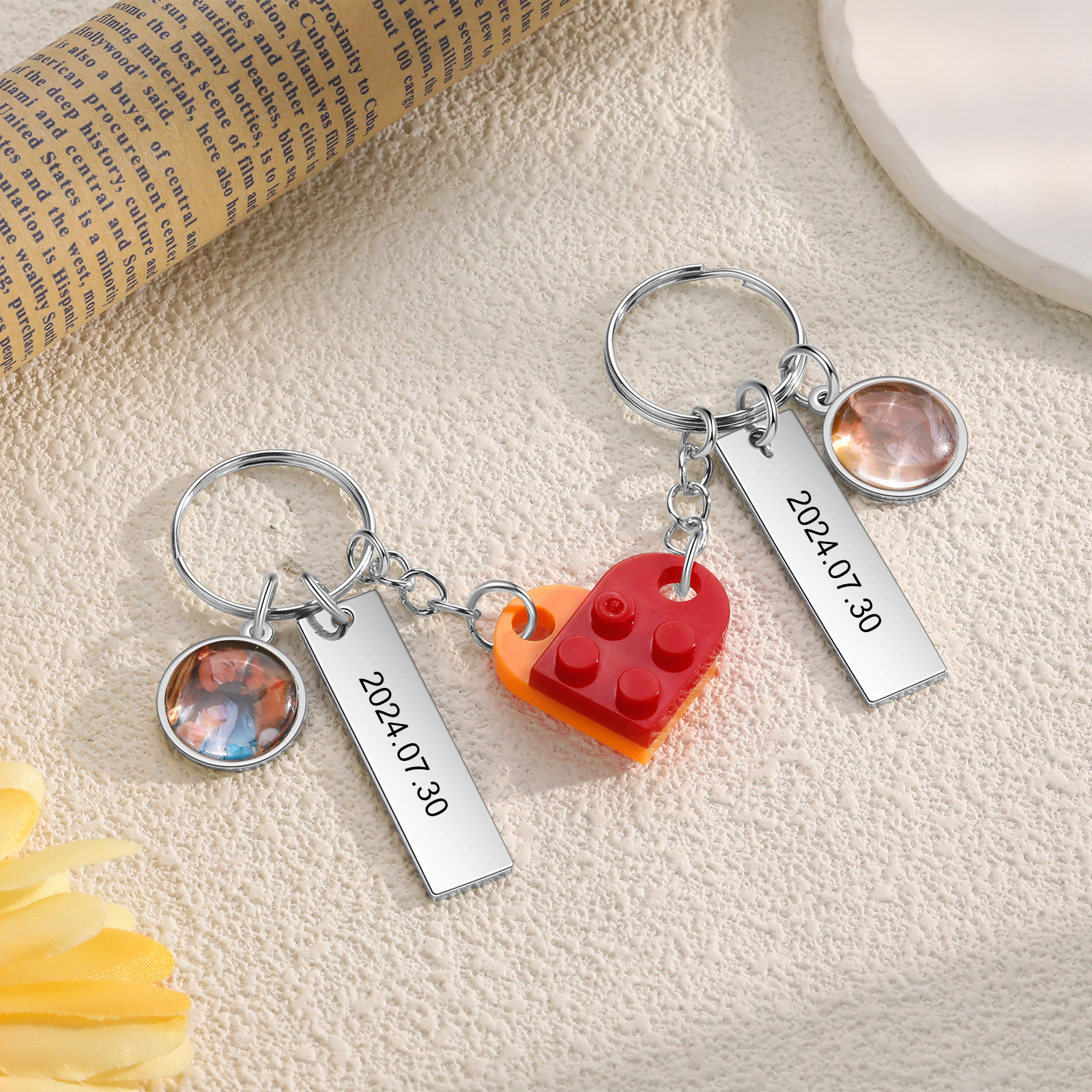 Personalised Heart-Shaped Keychain with Custom Date, Name & Photo - Perfect Gift for Couples | Jessmade