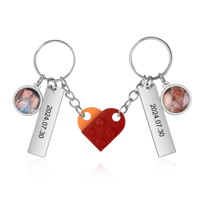 Personalised Heart-Shaped Keychain with Custom Date, Name & Photo - Perfect Gift for Couples | Jessmade