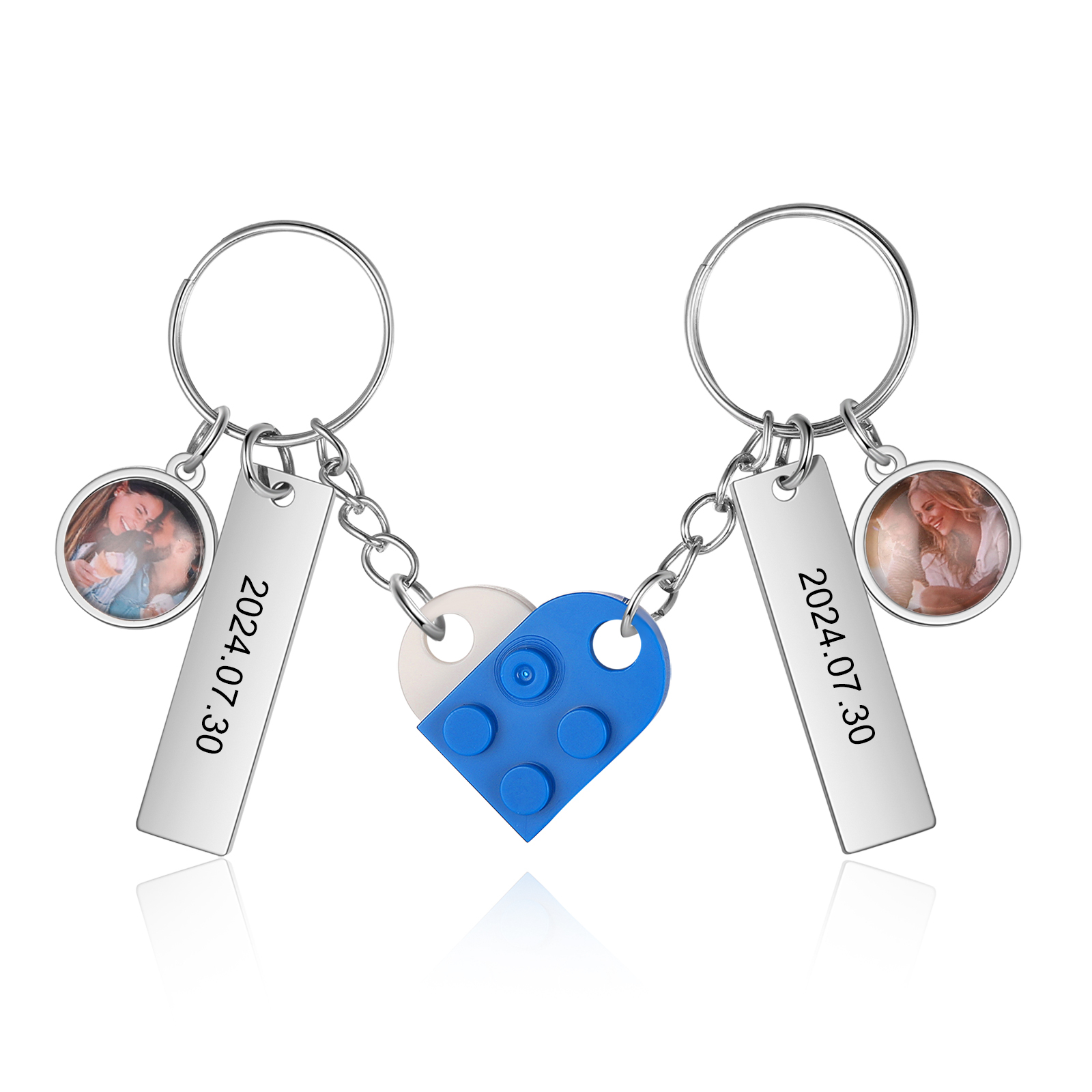 Personalised Heart-Shaped Keychain with Custom Date, Name & Photo - Perfect Gift for Couples | Jessmade